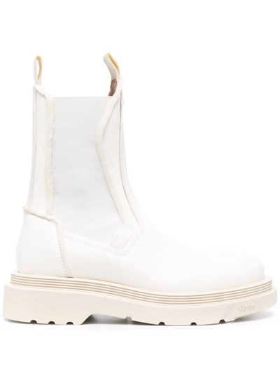 Shop Buttero Leather Chelsea Boots In Weiss