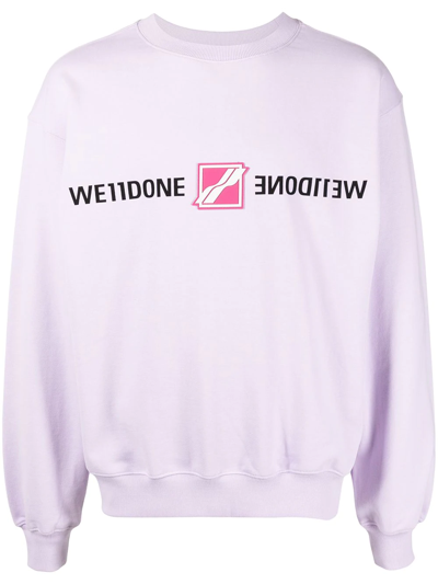 Shop We11 Done Mirrored Logo Cotton Sweatshirt In Violett