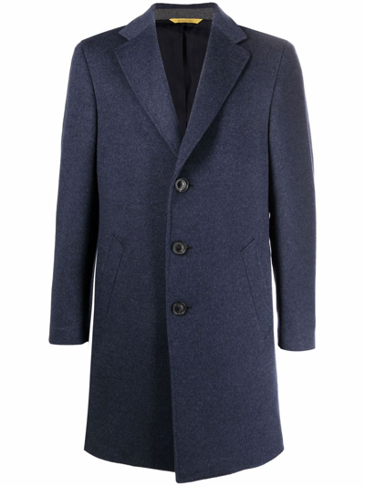 Shop Canali Single-breasted Button Coat In Blau
