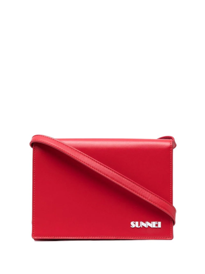 Shop Sunnei Logo-print Satchel Bag In Rot