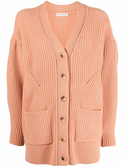 Shop Ulla Johnson V-neck Chunky Knitted Cardigan In Orange