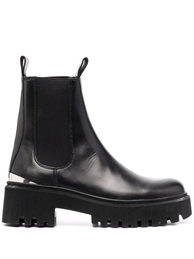 Shop Maje Leather Chelsea Boots In Black