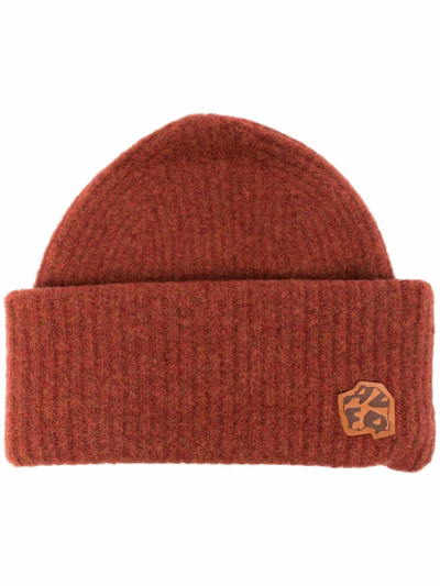Shop Ader Error Ribbed Knit Beanie In Red