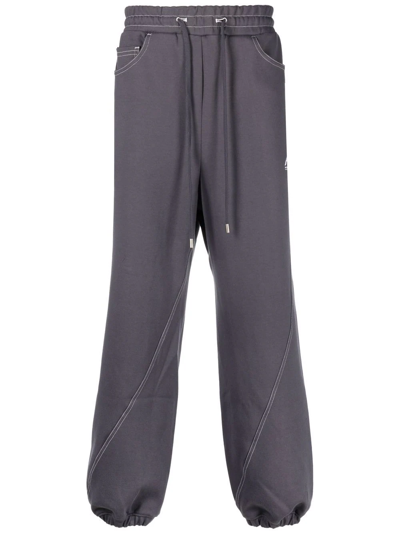 Shop Ader Error Contrast-stitching Track Pants In Grey