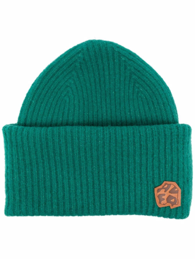 Shop Ader Error Ribbed Knit Beanie In Green