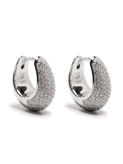 Shop Tom Wood Ice Hoop Pave Earrings In Silver