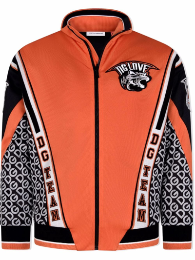 Shop Dolce & Gabbana Dg Team Bomber Jacket In Orange