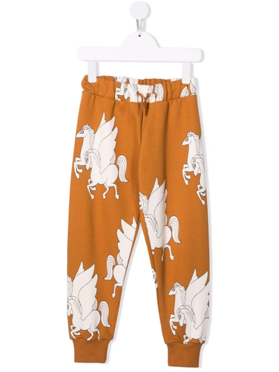 Shop Mini Rodini Pegasus-print Track Pants In Brown