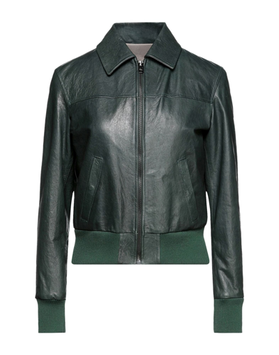 Shop Masterpelle Woman Jacket Dark Green Size 4 Soft Leather