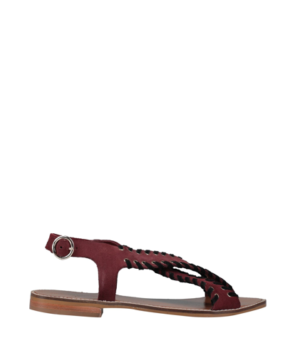 Shop Couleur Pourpre Woman Sandals Burgundy Size 8 Soft Leather In Red