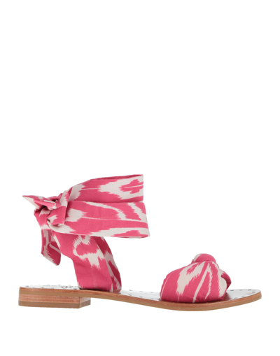 Shop Couleur Pourpre Woman Sandals Fuchsia Size 6 Textile Fibers In Pink