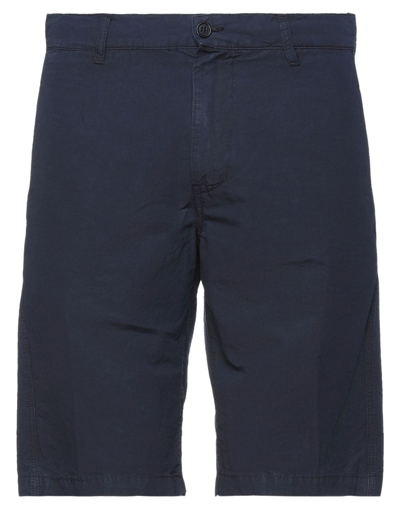 Shop Aspesi Man Shorts & Bermuda Shorts Midnight Blue Size 36 Cotton, Linen