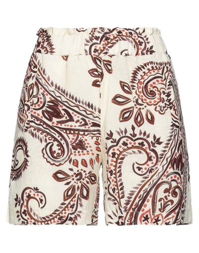 Shop Alessia Santi Woman Shorts & Bermuda Shorts Ivory Size 4 Viscose, Linen In White