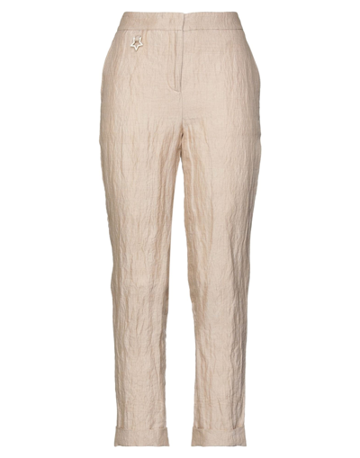 Shop Lorena Antoniazzi Woman Pants Sand Size 10 Cotton, Metallic Fiber, Silk In Beige