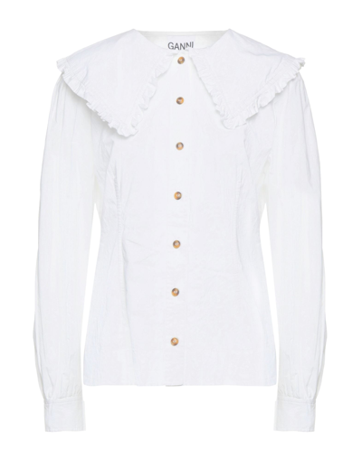 Shop Ganni Woman Shirt White Size 8 Organic Cotton