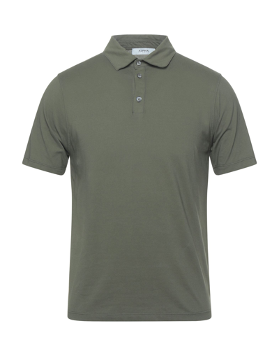 Shop Alpha Studio Man Polo Shirt Military Green Size 42 Cotton, Elastane