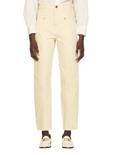 Shop Sandro Otis Ankle-length Jeans In Off White