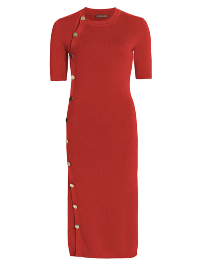 Shop Altuzarra Women's Topaz Buttoned Midi Dress In Holly Red