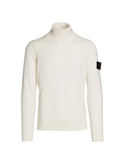 Shop Stone Island Wool Turtleneck Sweater In Natural