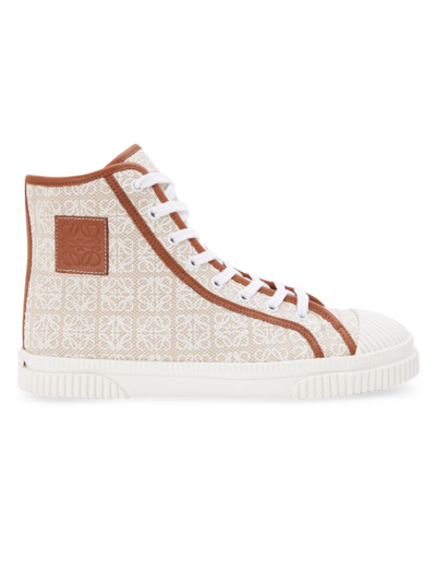 Shop Loewe Anagram High-top Sneakers In Natural White