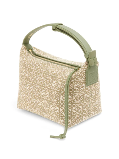 Shop Loewe Women's Small Cubi Anagram Jacquard & Calfskin Shoulder Bag In Green
