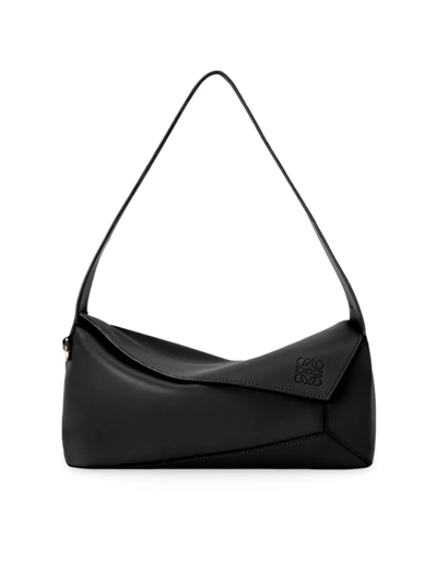 Shop Loewe Women's Puzzle Leather Hobo Bag In Black