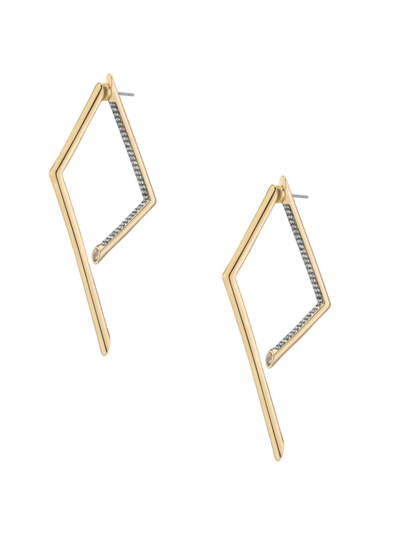 Shop Demarson Yana Two-tone & Crystal Geometric Hoop Earrings In Gold