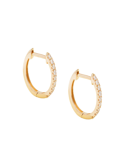 Shop Stone And Strand 10k Yellow Gold & Diamond Medium Huggie Hoop Earrings