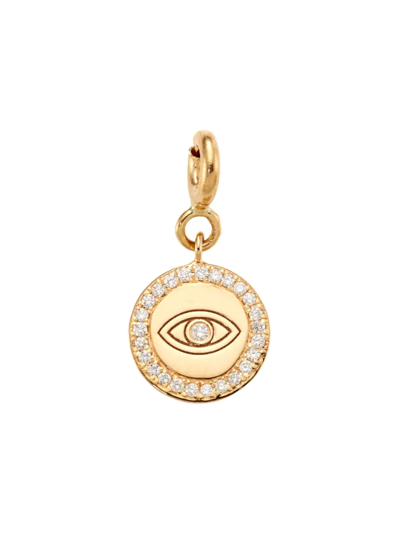 Shop Zoë Chicco Women's 14k Yellow Gold & Diamond Evil Eye Disc Charm