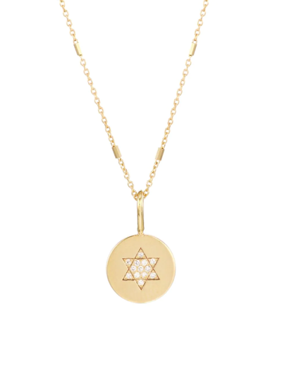 Shop Zoë Chicco Women's Midi Bitty Symbols 14k Yellow Gold & Diamond Star Of David Pendant Necklace