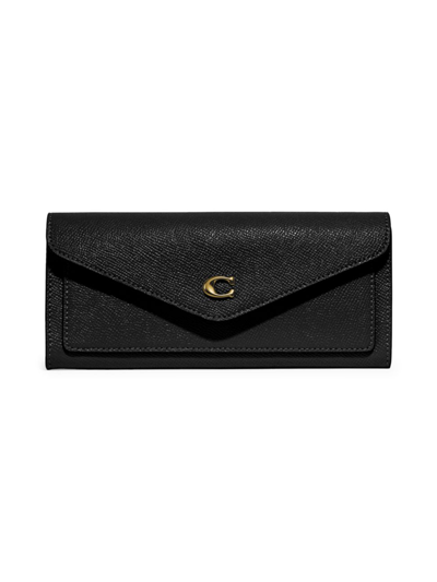 Shop Coach Women's Wyn Crossgrain Leather Envelope Wallet In Black
