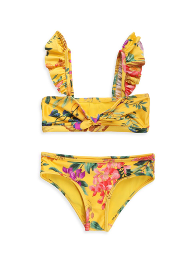 Shop Zimmermann Little Girl's & Girl's Tropicana Tie Bikini In Mango Floral