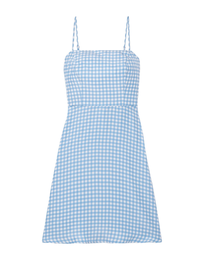 Shop Hvn Woman Mini Dress Sky Blue Size 8 Silk