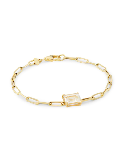 Shop Saks Fifth Avenue Women's 14k Gold & White Topaz Bracelet In Yellow Gold
