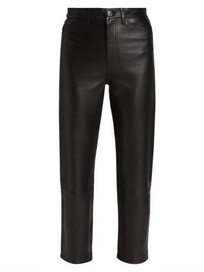 Shop Sprwmn Women's Straight-leg Leather Pants In Black