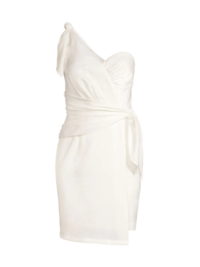 Shop Aidan Mattox Women's Draped One-shoulder Minidress In Ivory