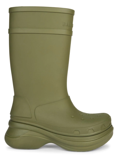 Shop Balenciaga Men's  X Crocs Rain Boots In Army Green