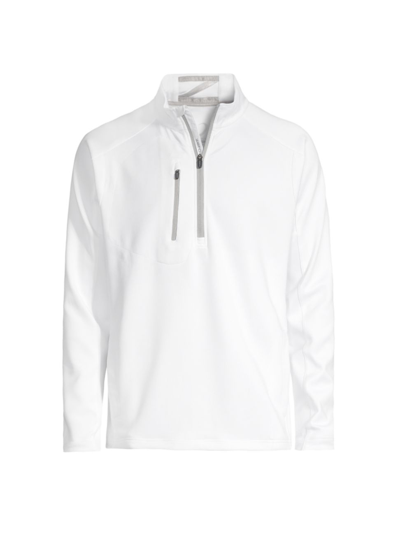 Shop Zero Restriction Men's Z500 Quarter-zip Sweater In White Metallic Silver