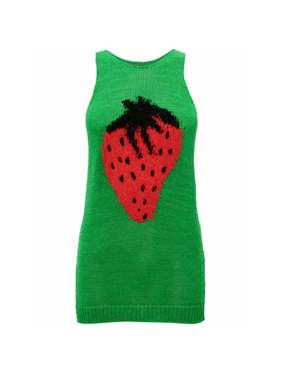 Shop Jw Anderson Women's Strawberry Intarsia Knit Tank Top In Green Red