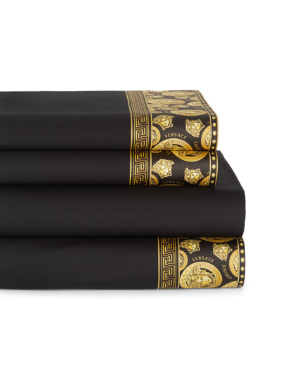 Shop Versace Medusa Amplified Sheet Set In Black Gold
