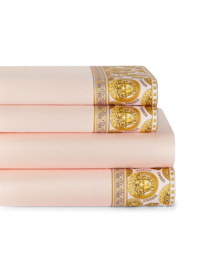 Shop Versace Medusa Amplified Sheet Set In Pink Gold