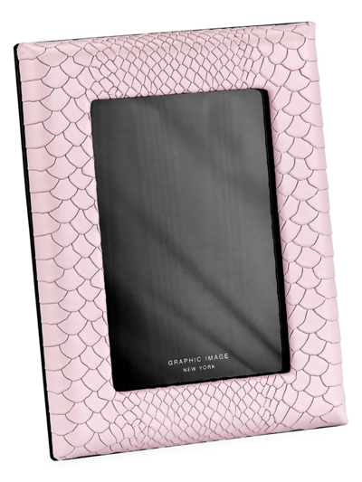 Shop Graphic Image The Hayden Desk Python-embossed Leather Picture Frame In Pink