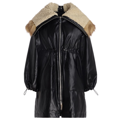 Shop Pinko Parka In Black Eco-leather In Nero