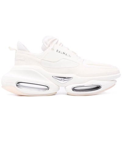 Shop Balmain White B-bold Low-top Sneakers In Bianco