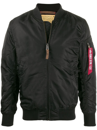 Shop Alpha Industries Black Ma-1 Flight Bomber Jacket In Nero