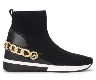 Michael Kors Skyler Trainers In Black Technical Fabric With Gold Chain In  Nero | ModeSens