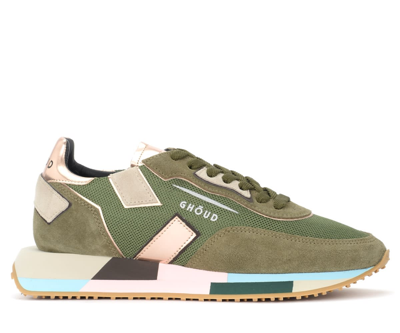 Shop Ghoud Rush Trainer In Green Suede And Fabric In Multicolor