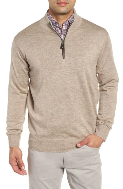 Shop Peter Millar Crown Soft Wool Blend Quarter Zip Sweater In Cork