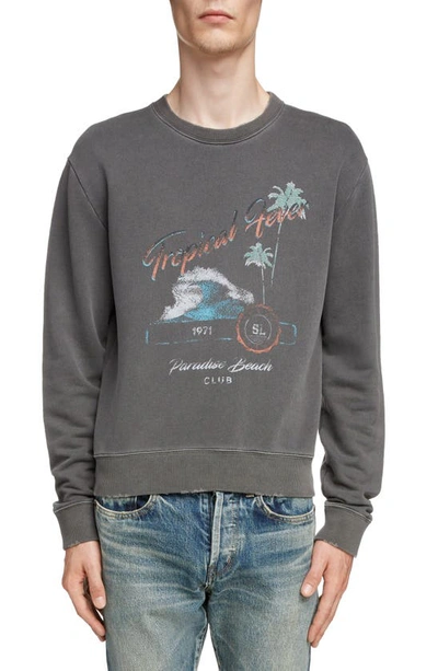 Shop Saint Laurent Tropical Sweatshirt In Grey Multi