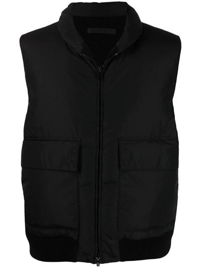 Shop Fear Of God Single-breasted Padded Wool Gilet In 黑色